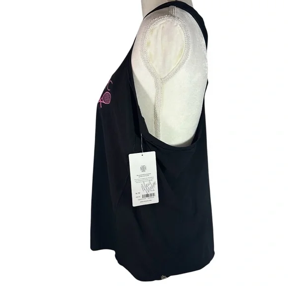 NWT! Athleta Black Tank Top with Pink Tennis Logo- XL - Picture 6 of 8